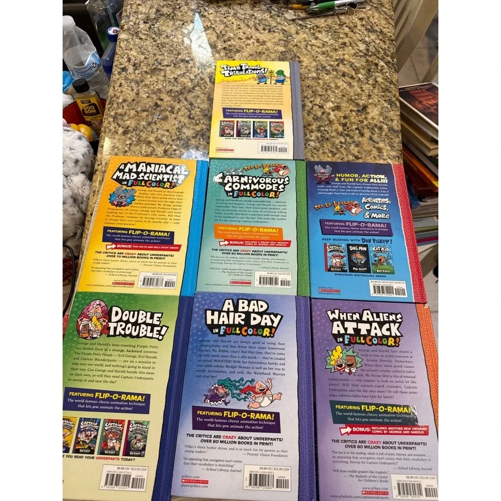 Captain Underpants Hardcover Book Lot Dav Pilkey Full Color 7 Books Scholastic